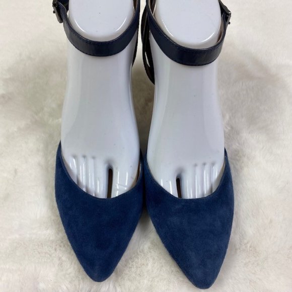 Marc Fisher "MFHIEN" Blue Suede Stiletto Ankle Strap Heels,‎ size 9 - Picture 2 of 11